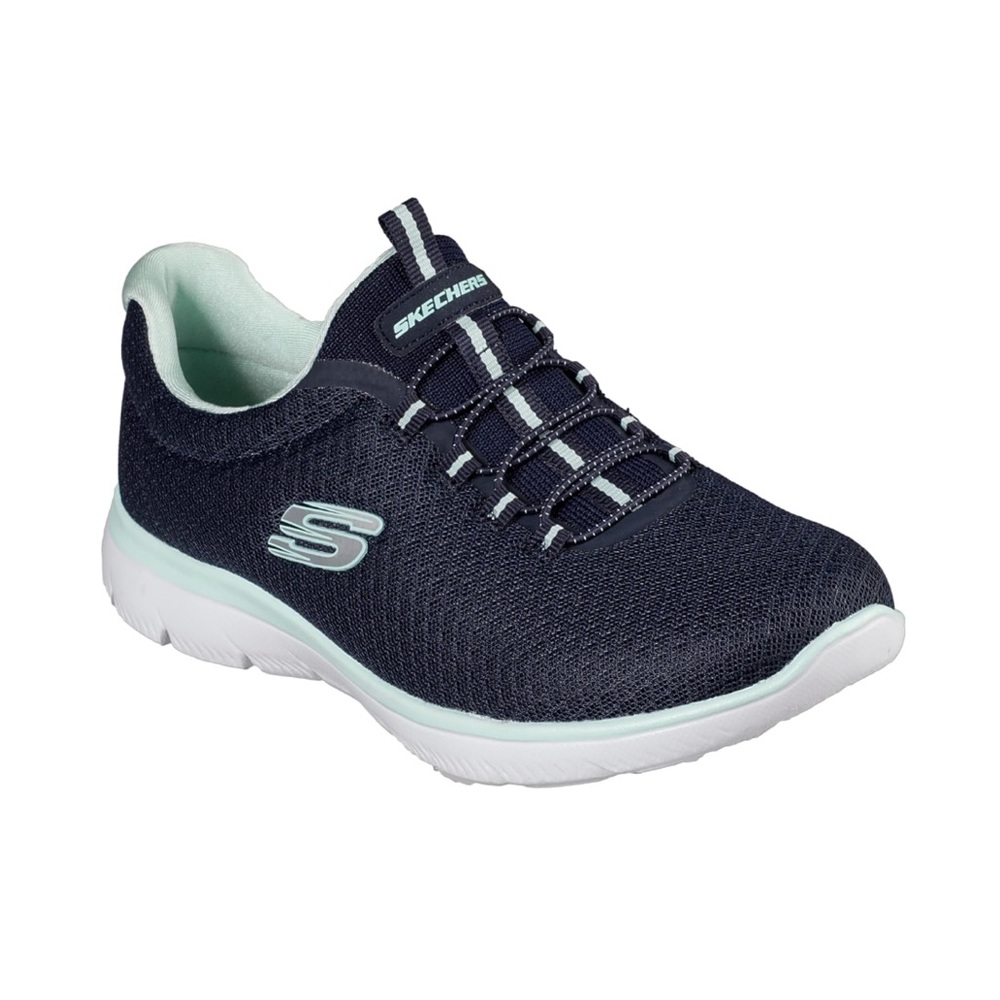 NWT/NIB. Size 5.5. Skechers Women's Summits Sneaker - Navy/Aqua - Picture 2 of 13